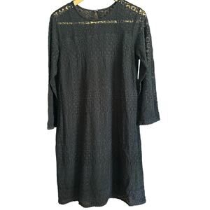 GARNET HILL | Black Lace Long Sleeve Sheath Dress Swing Trapeze Dress| Size 6
